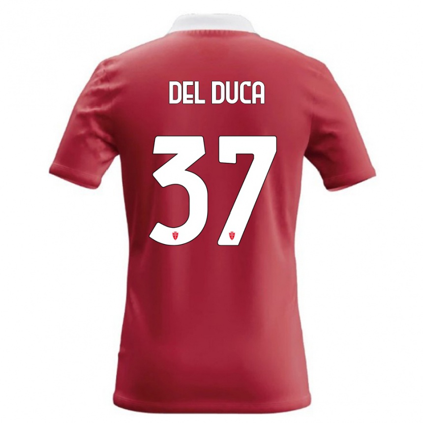 ילדים כדורגל Jacopo Del Duca #37 אדום לבן ג'רזי ביתית 2026/27