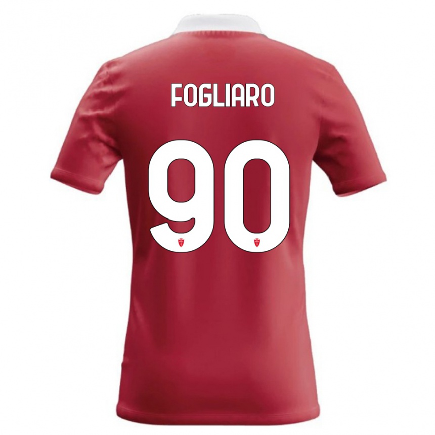 ילדים כדורגל Christian Fogliaro #90 אדום לבן ג'רזי ביתית 2026/27