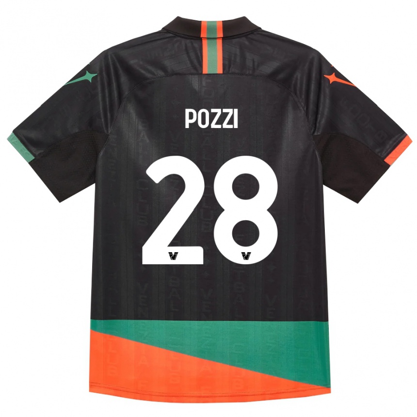 ילדים כדורגל Alessio Pozzi #28 שחור כתום ירוק ג'רזי ביתית 2026/27