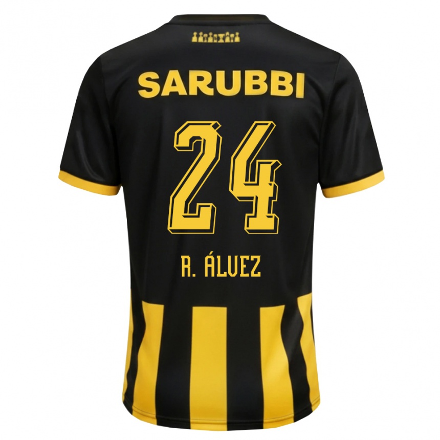 ילדים כדורגל Rodrigo Álvez #24 שחור צהוב ג'רזי ביתית 2026/27