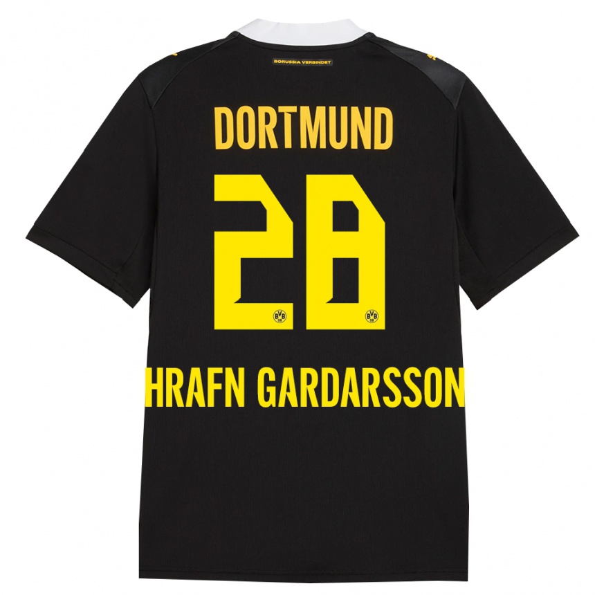 ילדים כדורגל Bjarki Hrafn Gardarsson #28 שחור אדום צהוב הרחק ג'רזי 2026/27