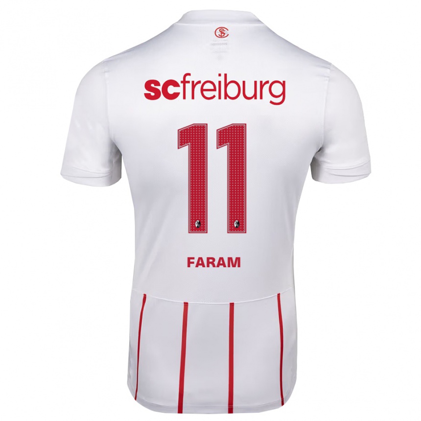 ילדים כדורגל Djamal Faram #11 לבן אדום צהוב הרחק ג'רזי 2026/27
