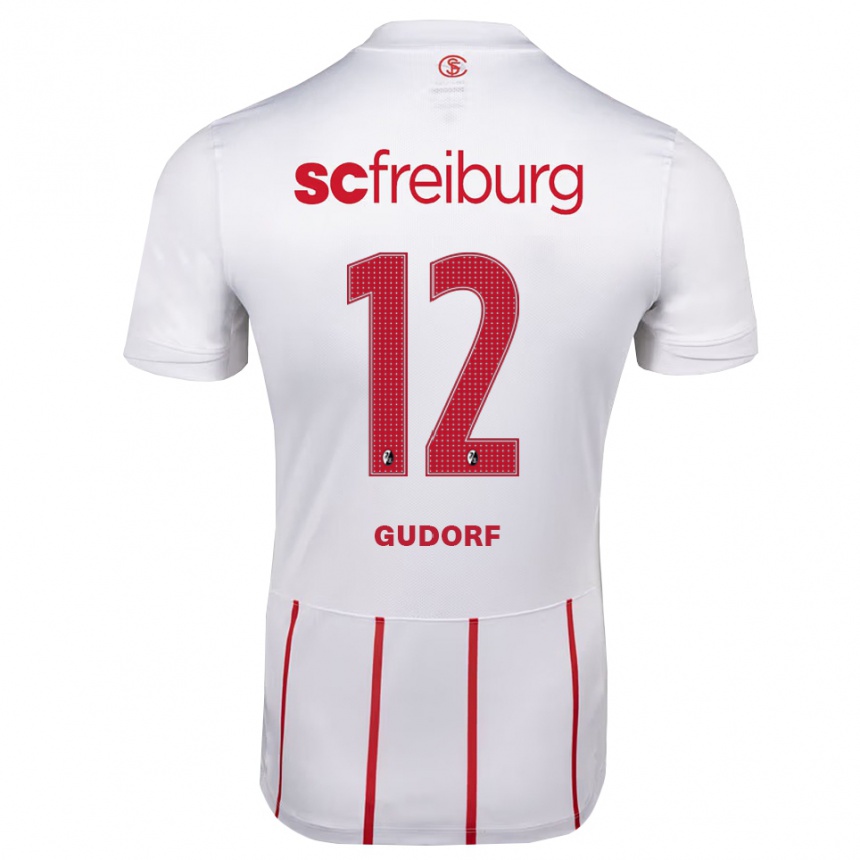 ילדים כדורגל Ally Gudorf #12 לבן אדום צהוב הרחק ג'רזי 2026/27
