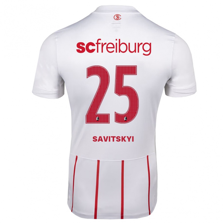 ילדים כדורגל Kiril Savitskyi #25 לבן אדום צהוב הרחק ג'רזי 2026/27