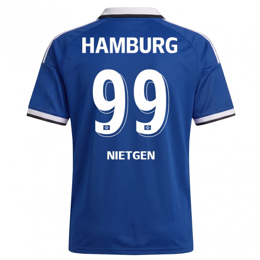 ילדים כדורגל Marvin Nietgen #99 לבן כחול הרחק ג'רזי 2026/27