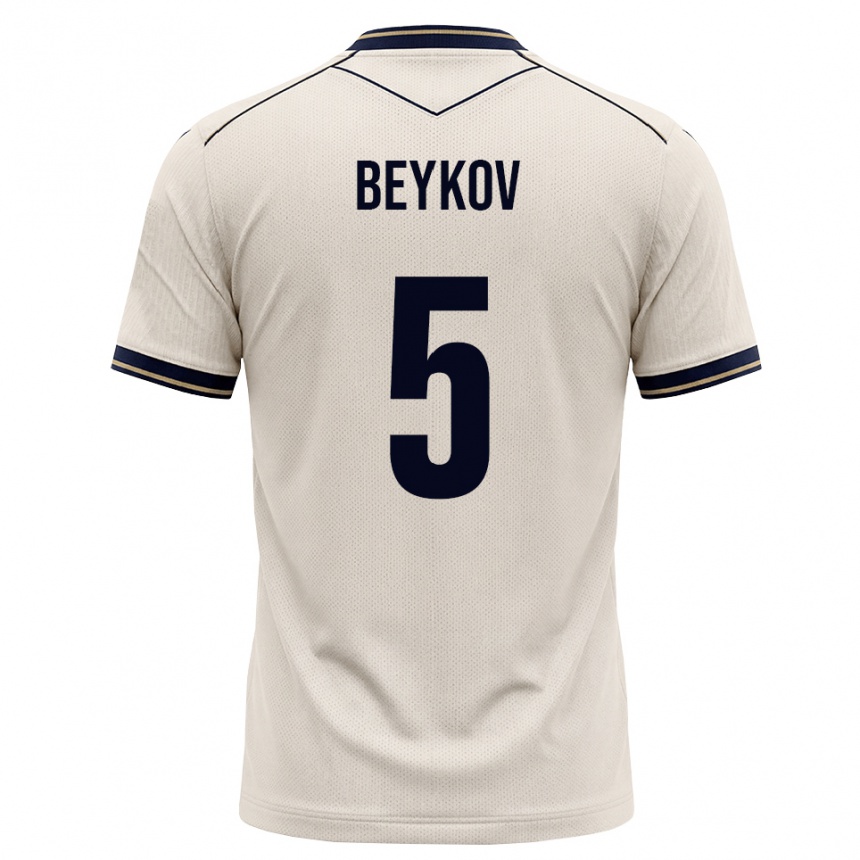ילדים כדורגל Viktor Beykov #5 לבן מבריק כחול דיו הרחק ג'רזי 2026/27