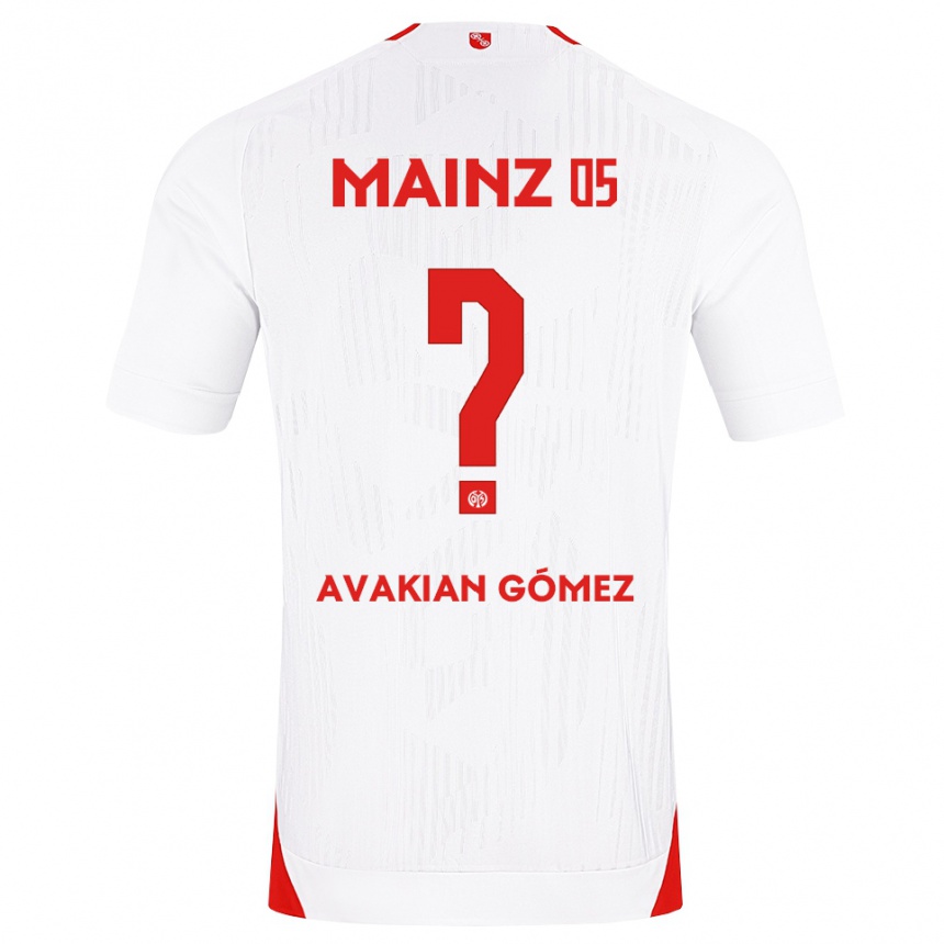 ילדים כדורגל Román Avakian Gómez #0 לבן אדום צהוב הרחק ג'רזי 2026/27