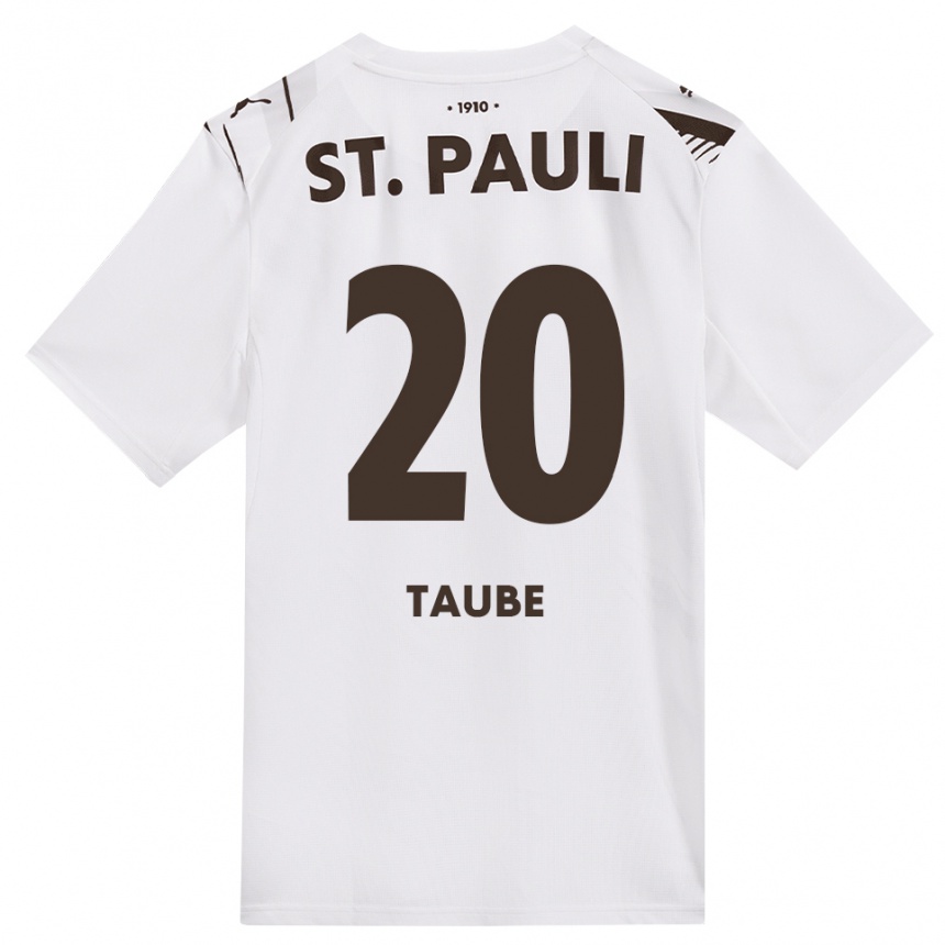ילדים כדורגל Linnea Taube #20 קפה לבן אדום הרחק ג'רזי 2026/27
