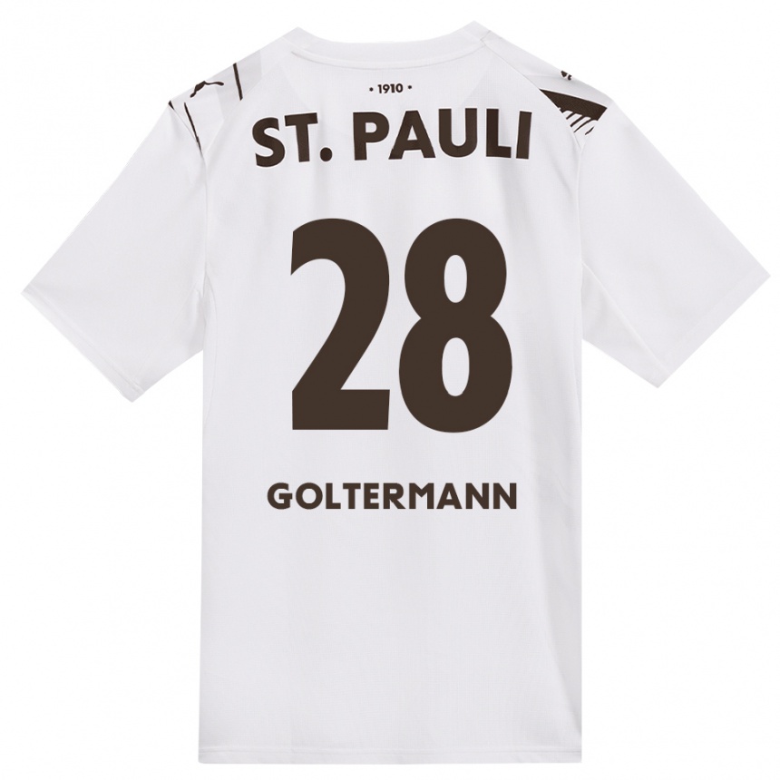 ילדים כדורגל Max Goltermann #28 קפה לבן אדום הרחק ג'רזי 2026/27