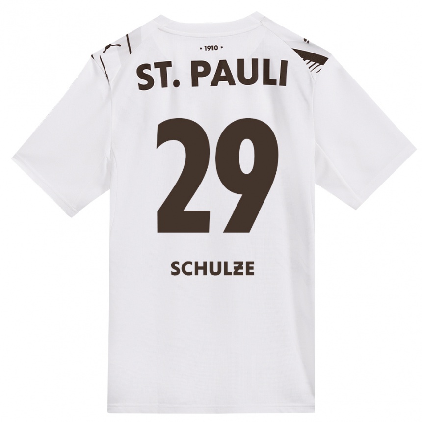 ילדים כדורגל Lucas Schulze #29 קפה לבן אדום הרחק ג'רזי 2026/27