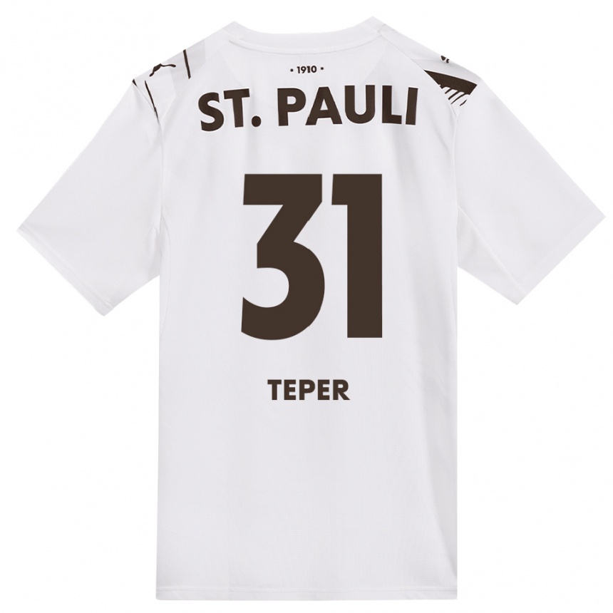 ילדים כדורגל M. Teper #31 קפה לבן אדום הרחק ג'רזי 2026/27