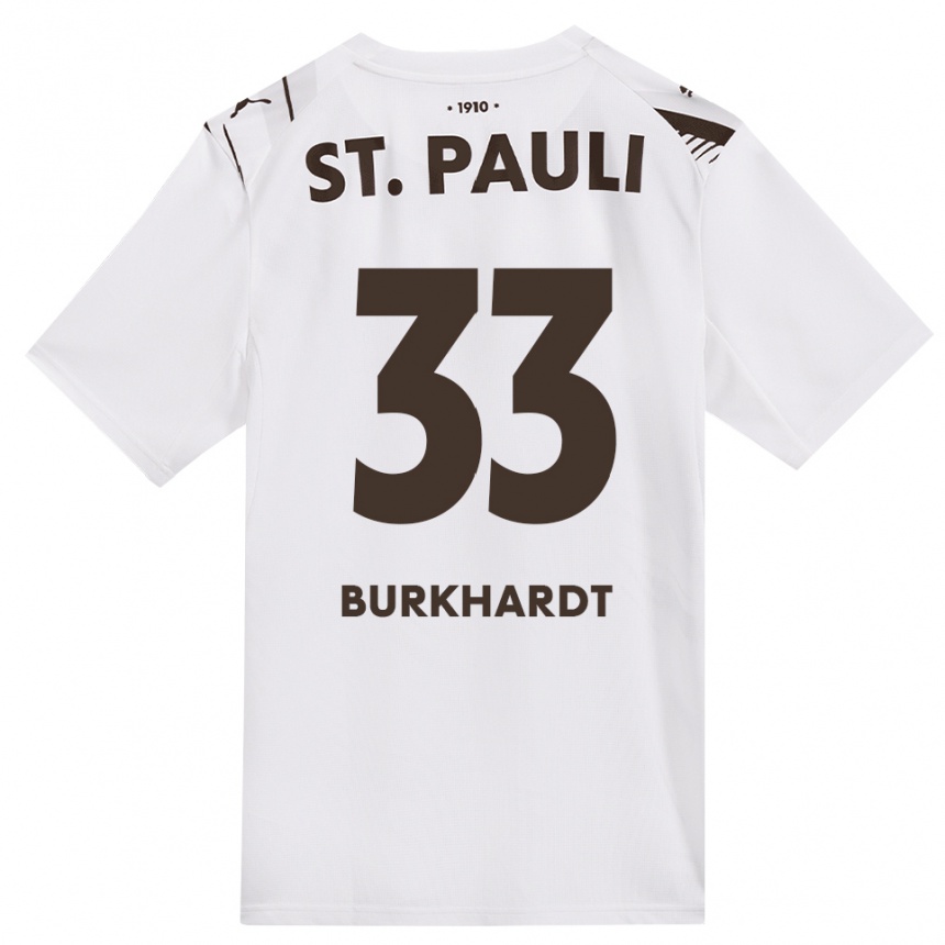 ילדים כדורגל Jannik Burkhardt #33 קפה לבן אדום הרחק ג'רזי 2026/27