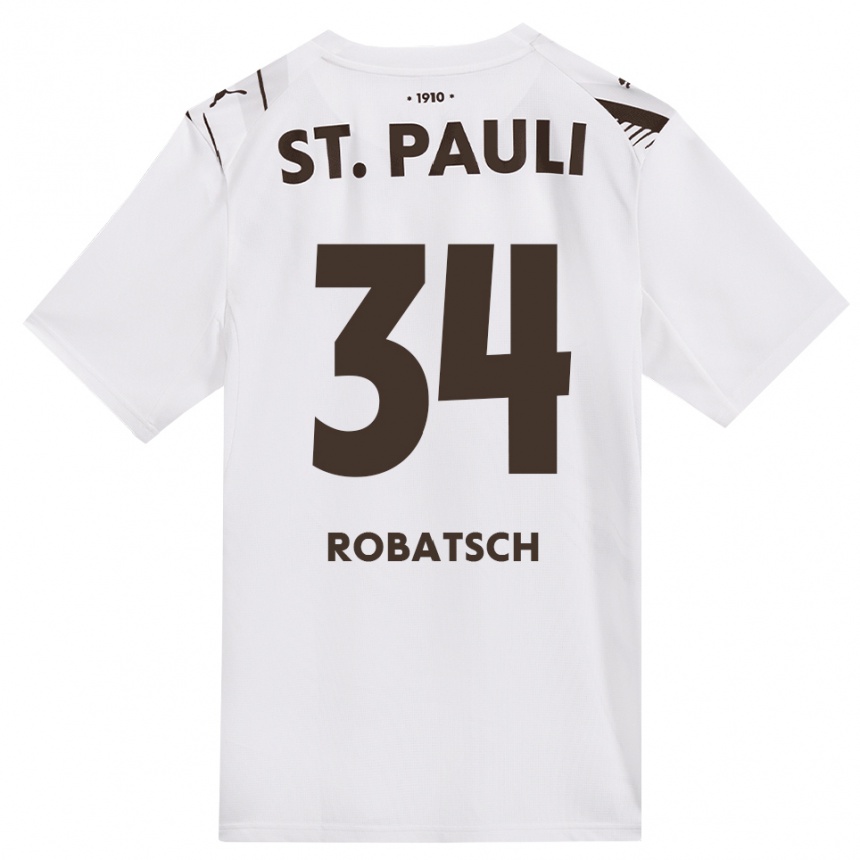 ילדים כדורגל Jannik Robatsch #34 קפה לבן אדום הרחק ג'רזי 2026/27
