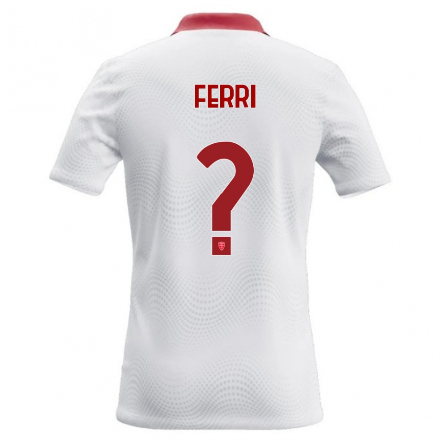 ילדים כדורגל Cristian Ferri #0 לבן אדום הרחק ג'רזי 2026/27