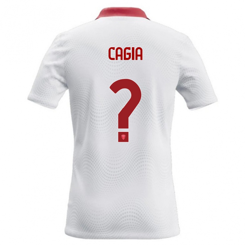ילדים כדורגל Gabriele Cagia #0 לבן אדום הרחק ג'רזי 2026/27