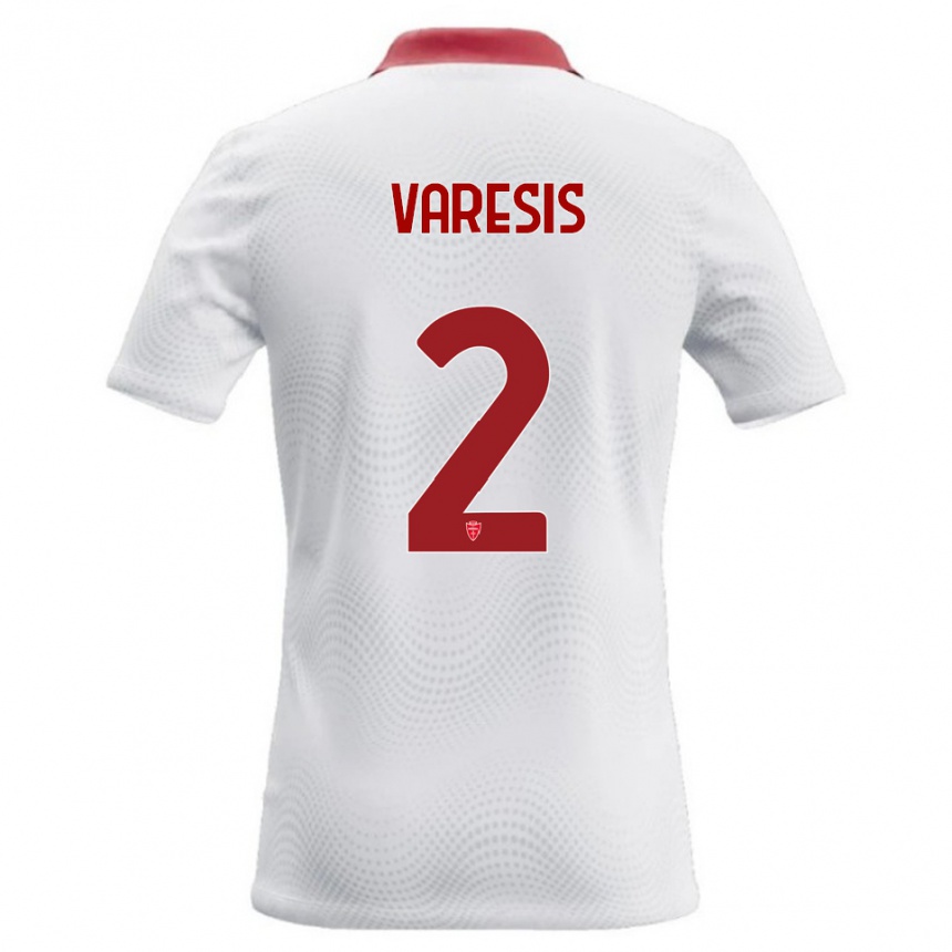 ילדים כדורגל Konstantinos Varesis #2 לבן אדום הרחק ג'רזי 2026/27