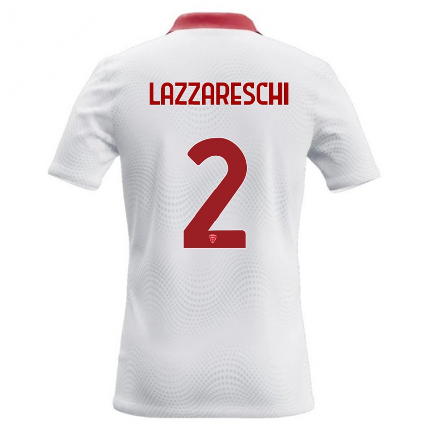 ילדים כדורגל Andrea Lazzareschi #2 לבן אדום הרחק ג'רזי 2026/27