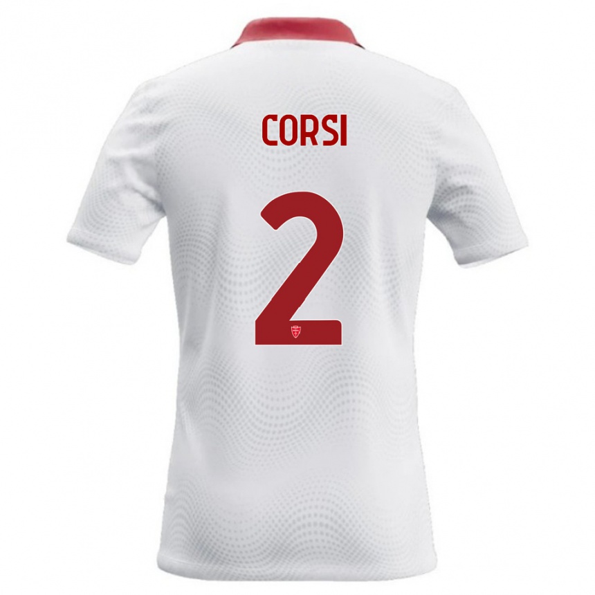 ילדים כדורגל Giovanni Corsi #2 לבן אדום הרחק ג'רזי 2026/27
