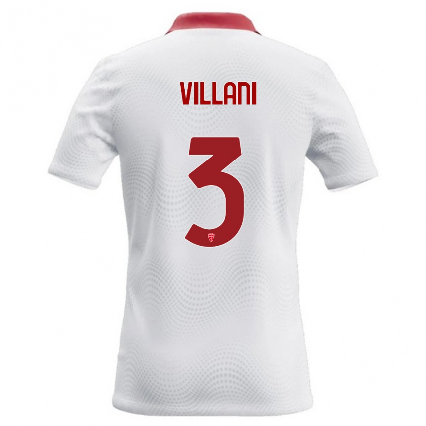 ילדים כדורגל Matteo Villani #3 לבן אדום הרחק ג'רזי 2026/27