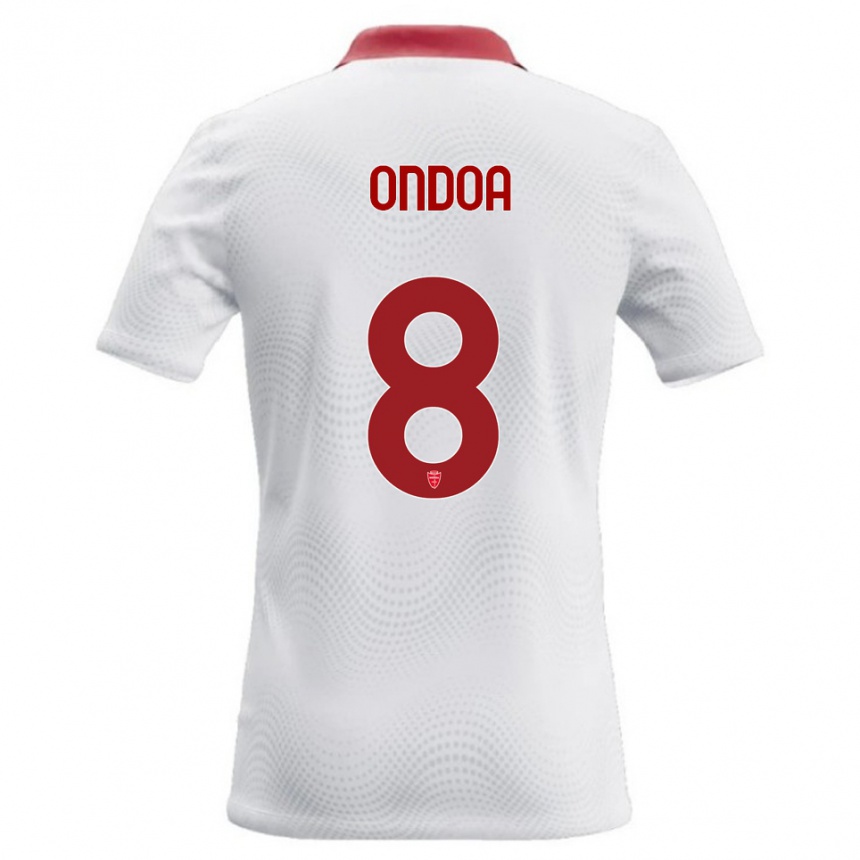 ילדים כדורגל Foe Ondoa #8 לבן אדום הרחק ג'רזי 2026/27