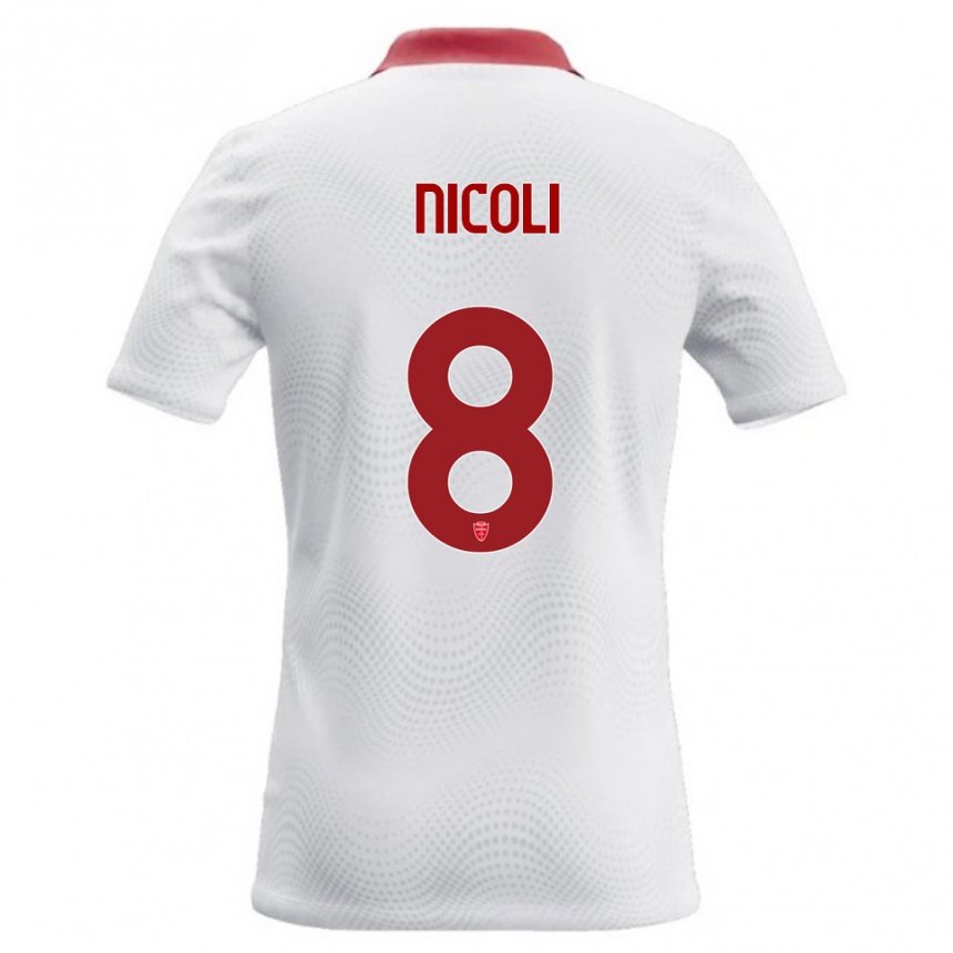 ילדים כדורגל Andrea Nicoli #8 לבן אדום הרחק ג'רזי 2026/27