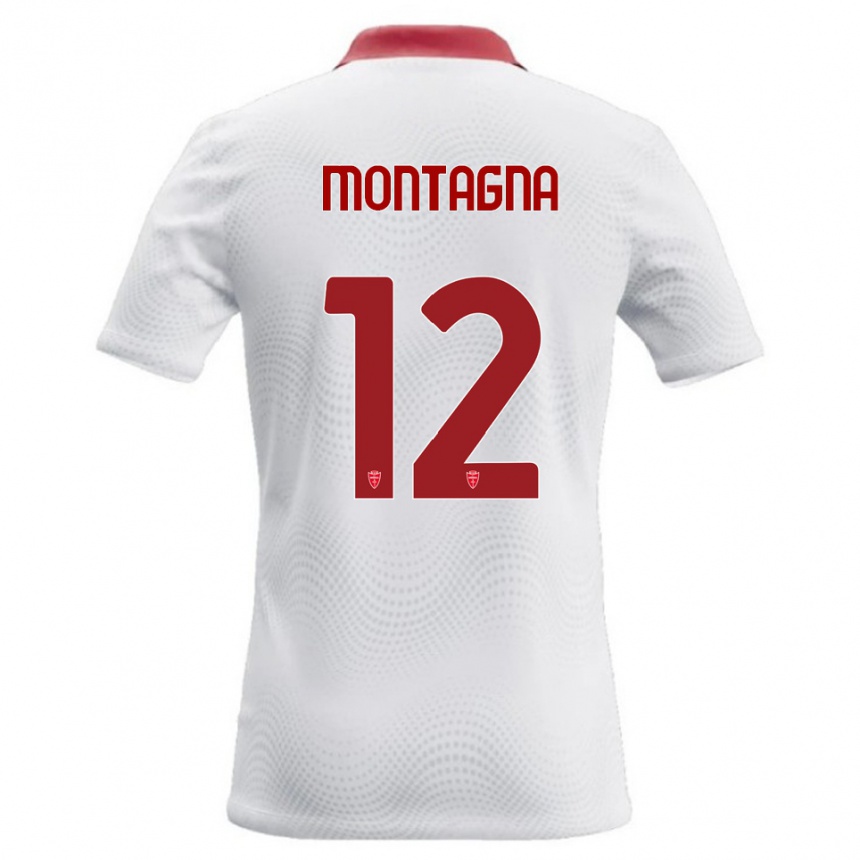 ילדים כדורגל Jacopo Montagna #12 לבן אדום הרחק ג'רזי 2026/27