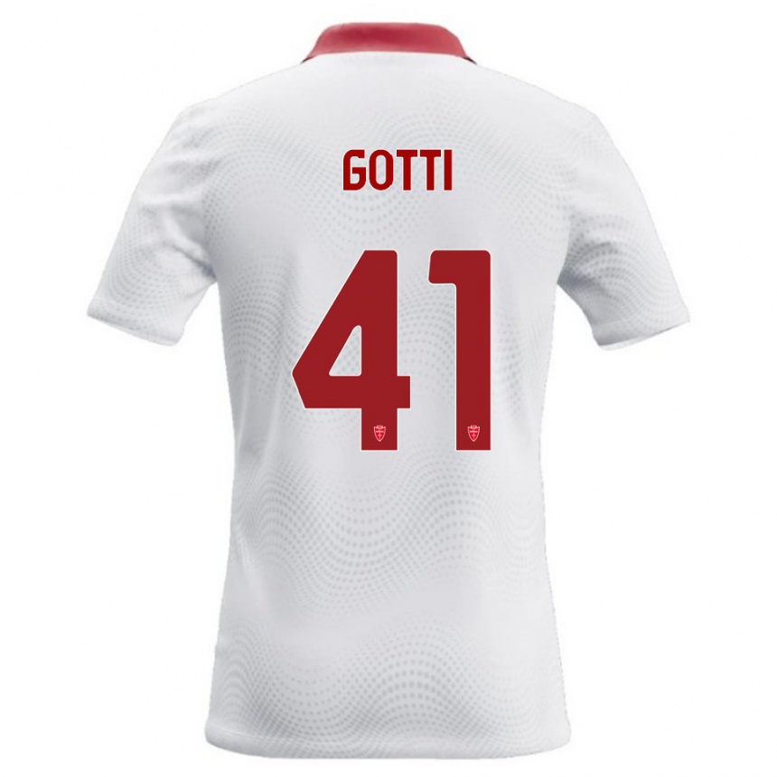 ילדים כדורגל Andrea Gotti #41 לבן אדום הרחק ג'רזי 2026/27