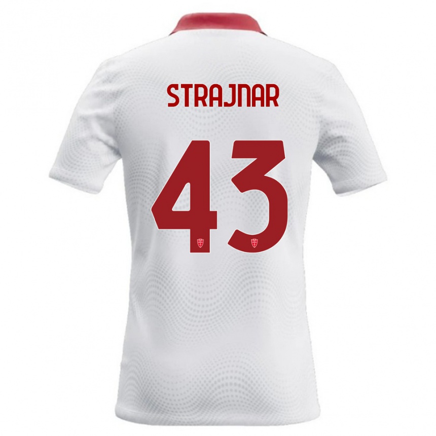 ילדים כדורגל Aljaz Strajnar #43 לבן אדום הרחק ג'רזי 2026/27