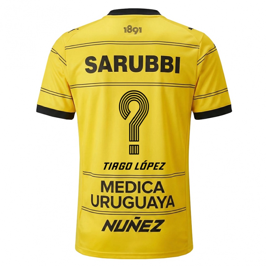 ילדים כדורגל Tiago López #0 צהוב שחור הרחק ג'רזי 2026/27