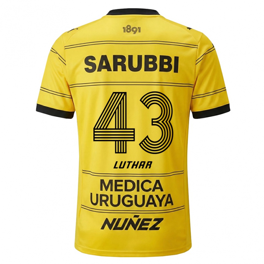 ילדים כדורגל Thiago Luthar #43 צהוב שחור הרחק ג'רזי 2026/27