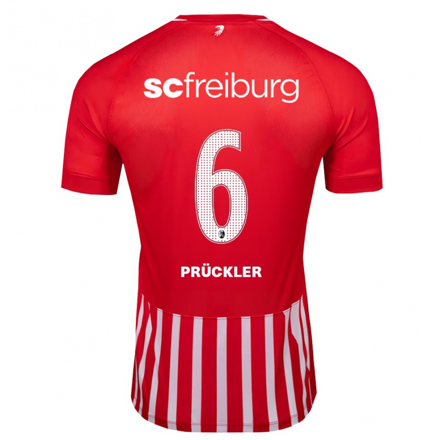 גברים כדורגל Moritz Prückler #6 אדום לבן שחור ג'רזי ביתית 2026/27