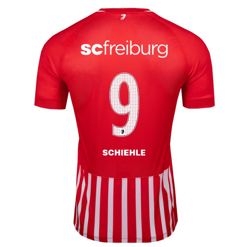 גברים כדורגל Yanis Schiehle #9 אדום לבן שחור ג'רזי ביתית 2026/27