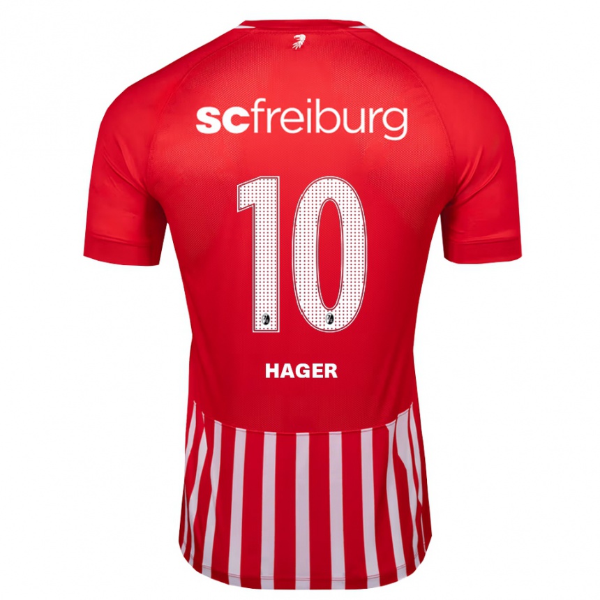 גברים כדורגל Marc Hager #10 אדום לבן שחור ג'רזי ביתית 2026/27