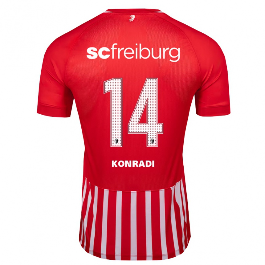גברים כדורגל Lennart Konradi #14 אדום לבן שחור ג'רזי ביתית 2026/27