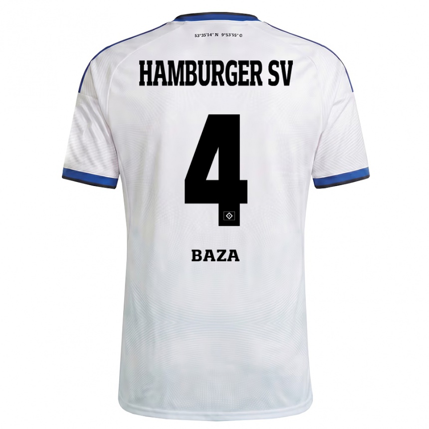 גברים כדורגל Mikael Baza #4 לבן שחור כחול ג'רזי ביתית 2026/27