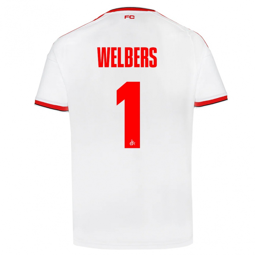 גברים כדורגל Jakob Welbers #1 לבן אדום שחור ג'רזי ביתית 2026/27