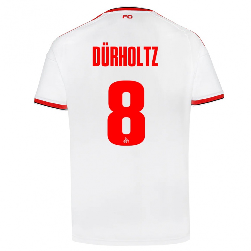 גברים כדורגל Luca Dürholtz #8 לבן אדום שחור ג'רזי ביתית 2026/27