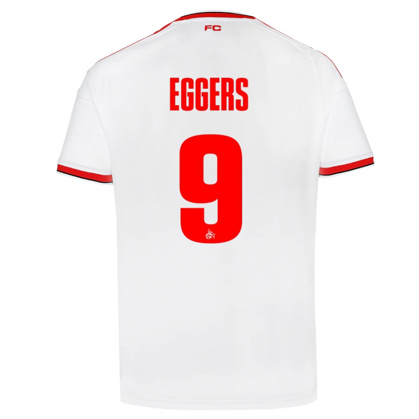 גברים כדורגל Milian Eggers #9 לבן אדום שחור ג'רזי ביתית 2026/27