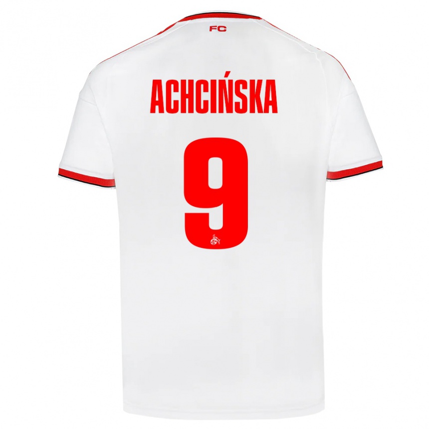 גברים כדורגל Adriana Achcińska #9 לבן אדום שחור ג'רזי ביתית 2026/27