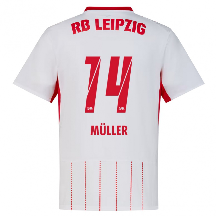 גברים כדורגל Hannes Müller #14 אדום לבן צהוב ג'רזי ביתית 2026/27