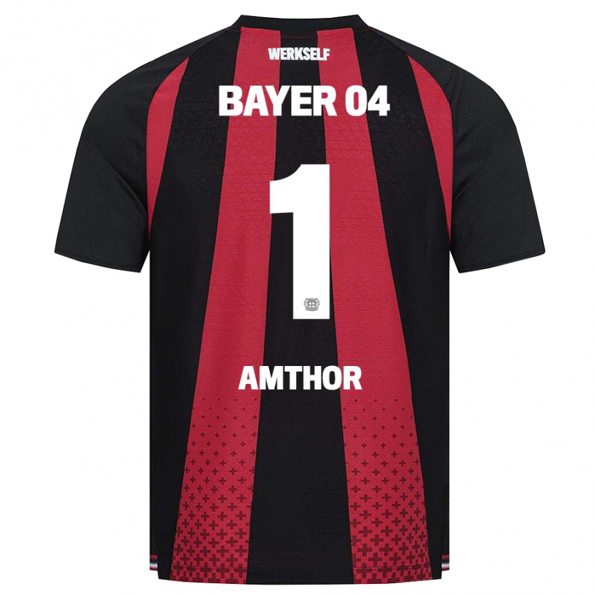 גברים כדורגל Joshua Amthor #1 שחור לבן אדום ג'רזי ביתית 2026/27