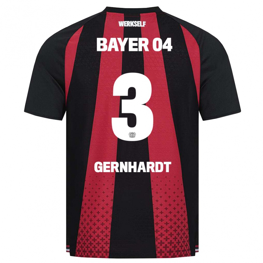 גברים כדורגל Nils Gernhardt #3 שחור לבן אדום ג'רזי ביתית 2026/27