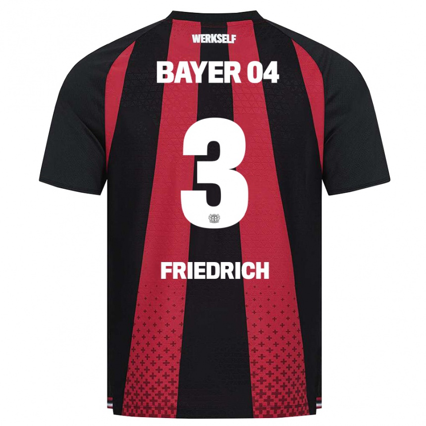 גברים כדורגל Melissa Friedrich #3 שחור לבן אדום ג'רזי ביתית 2026/27
