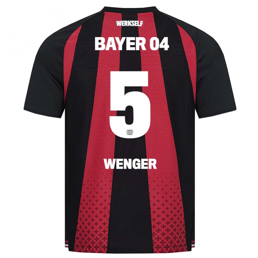 גברים כדורגל Claudia Wenger #5 שחור לבן אדום ג'רזי ביתית 2026/27