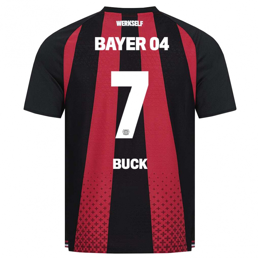 גברים כדורגל Dustin Buck #7 שחור לבן אדום ג'רזי ביתית 2026/27