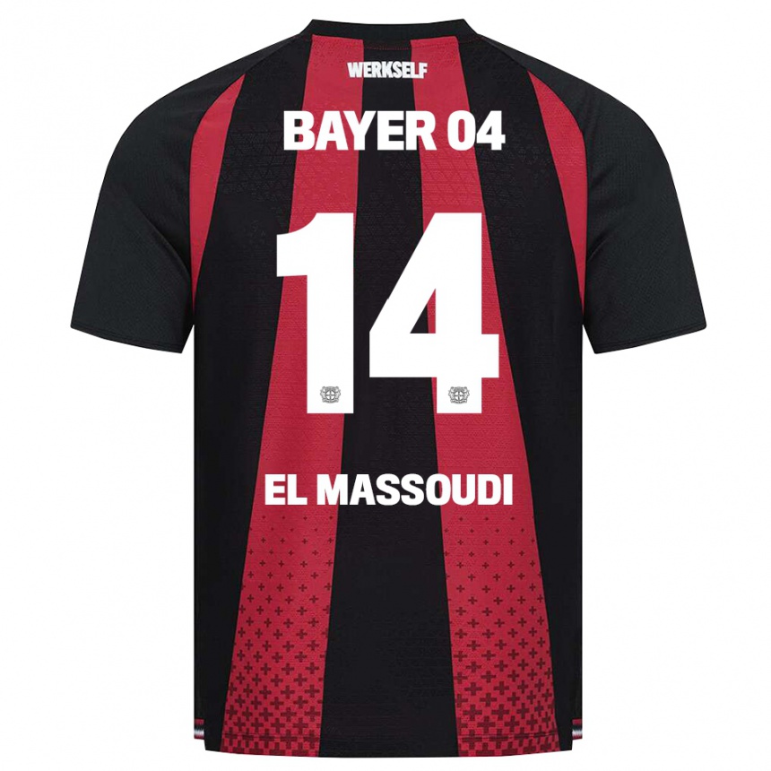 גברים כדורגל Nassim El Massoudi #14 שחור לבן אדום ג'רזי ביתית 2026/27