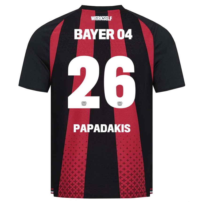 גברים כדורגל Konstantinos Papadakis #26 שחור לבן אדום ג'רזי ביתית 2026/27