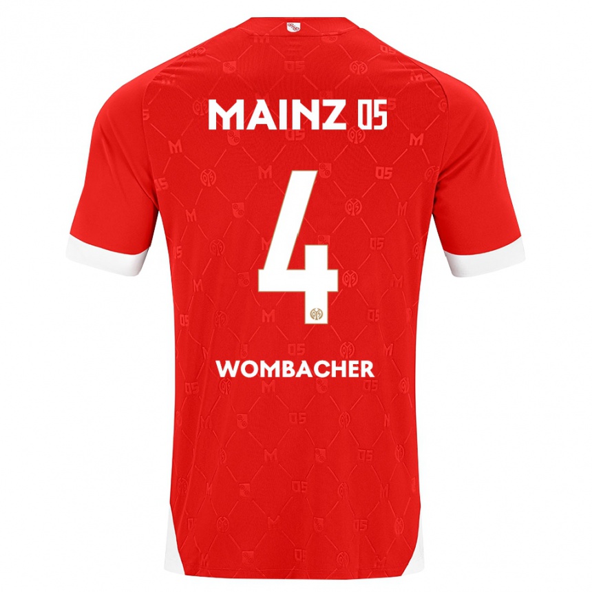 גברים כדורגל Fynn Wombacher #4 אדום לבן ג'רזי ביתית 2026/27