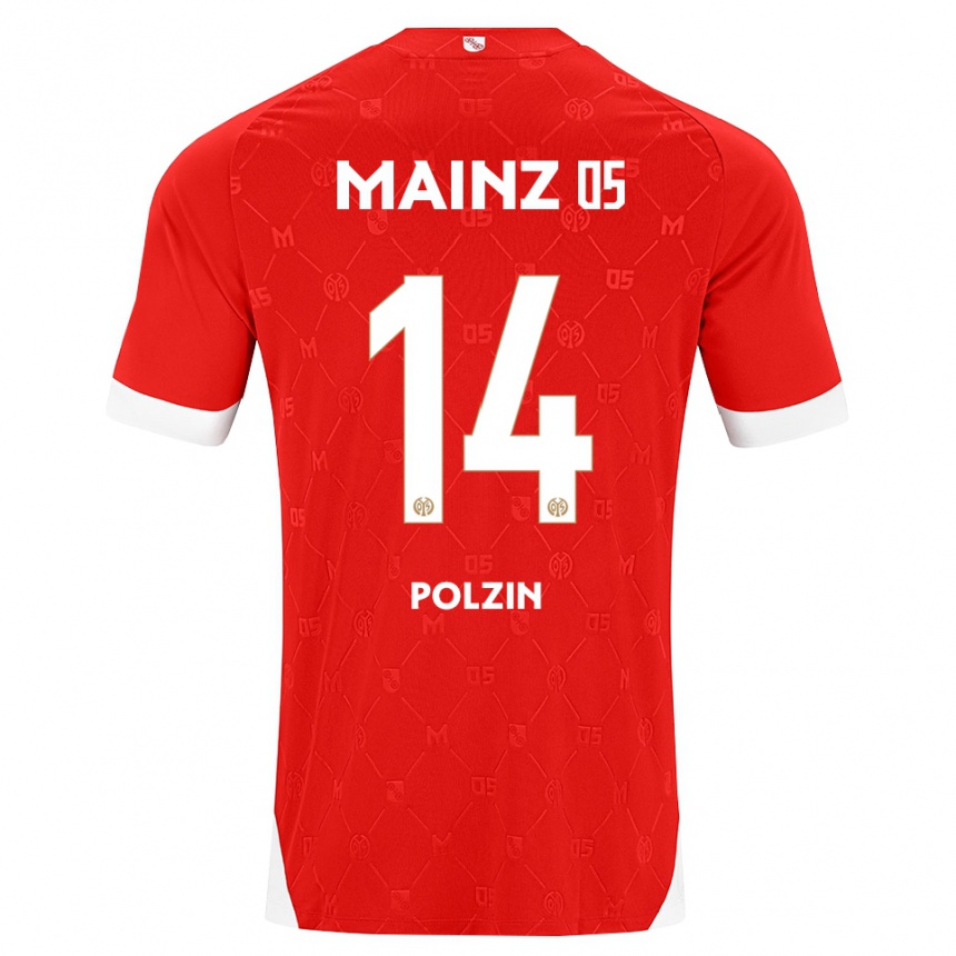 גברים כדורגל Maximilian Polzin #14 אדום לבן ג'רזי ביתית 2026/27