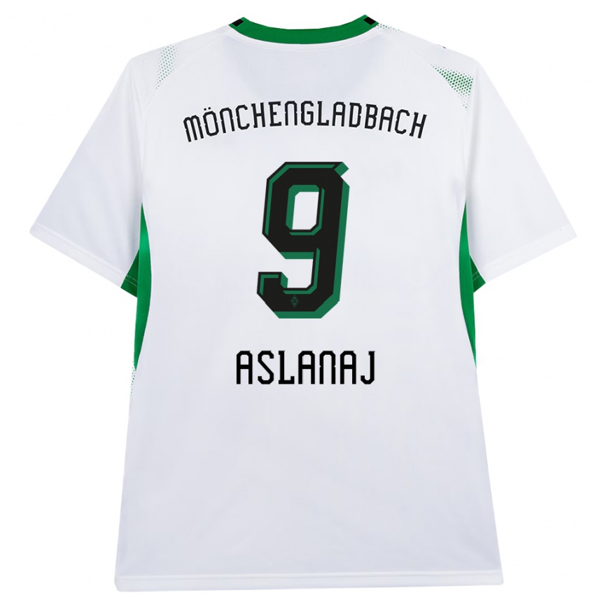 גברים כדורגל Flaka Aslanaj #9 לבן שחור ירוק ג'רזי ביתית 2026/27